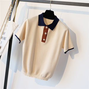 Polo Collar Buttons Knitted Shirt