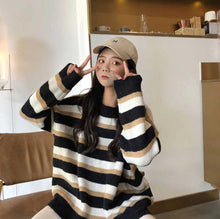 Loose Long Knitted Striped Sweater