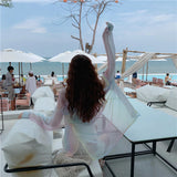 Rainbow Sexy Transparent Mesh Blouse Shirt