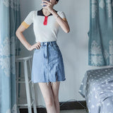 Contrast Color Knitting Polo Shirt