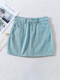High Waist Pastel Color Denim Skirt