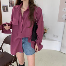 Double Pockets Colorful Loose Blouse Shirt
