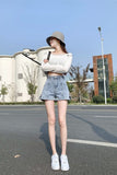 Side Zipper Casual Shorts Jeans Pants