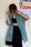 Short Sleeve Little Sun Flowers Printed Blouse Shirt