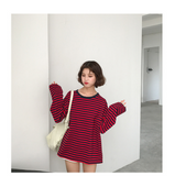 Vintage Loose Striped Long Sleeve Shirt