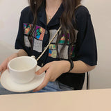 Middle East Art Pattern V-Neck Loose Shirt
