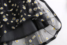High Waist Daisy Flowers Pattern Mesh Long Skirt