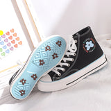 Daisy Foot Printed High Canvas Shoes