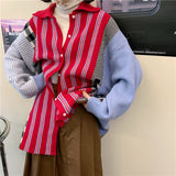 Retro Knitted Turn Down Collar Warm Sweater