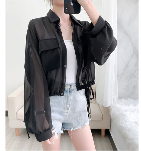 Loose See Through Chiffon Thin Jacket