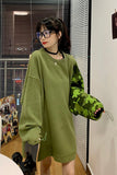 Loose Casual One Sleeve Camouflage Sweatshirt