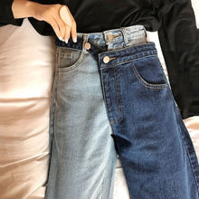 Half Double Colors Unique Zipper Button Jeans Pants