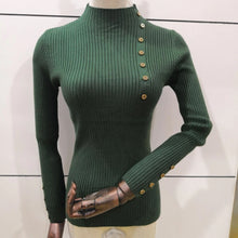 Button Design Casual Turtleneck Sweater