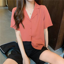 Solid Candy Colors Notched Blouse Shirt