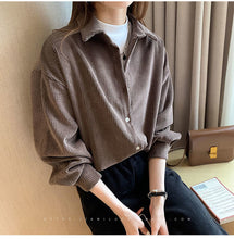 Single Breasted Solid Button Corduroy Shirt