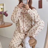 Hearts Full Printed 2Pcs Pajamas Set