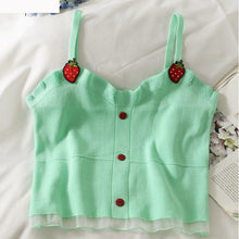 Strawberry Embroidered Camisole Crop Tops