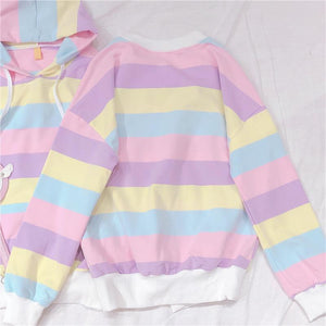 Macaroon Colors Striped Hoodie and Sweatshirt
