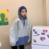 Loose Big Pocket Button Style Hooded Style