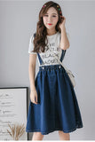 High Waist A-Line Denim Skirts With Straps