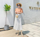 Polka Dot Mid Length Pleated Skirt