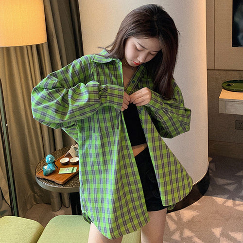 Long Sleeve Green Plaid Casual Shirt