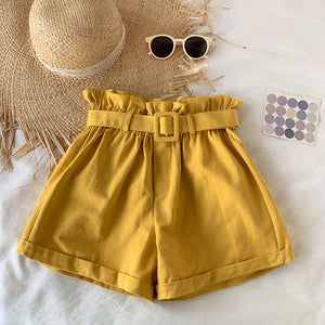 Belted Casual Elastic Summer Shorts