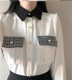 Long Sleeve Cute Sweet Pocket Blouse Shirt