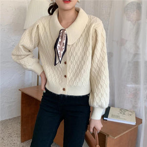 Lapel Style Knitted Cardigan Sweater