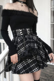 High Waist Lace Up Plaid Gothic Style Skirt