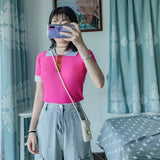 Contrast Color Knitting Polo Shirt