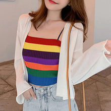 Rainbow Striped Straps Camis Knitted Tank Top