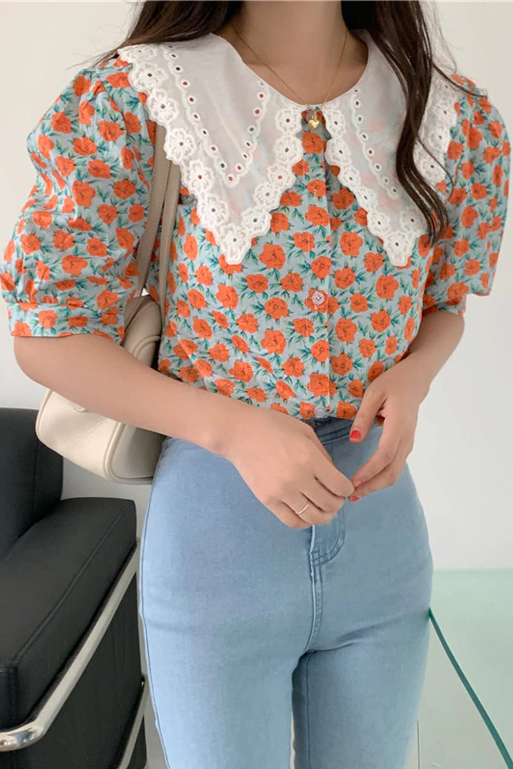Retro Floral Elegant Office Blouse Shirt