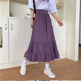 Loose Ruffles Elastic Waist A-Line Skirt