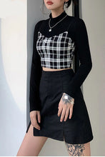 Two Piece Black Turtleneck With Plaid Camisole