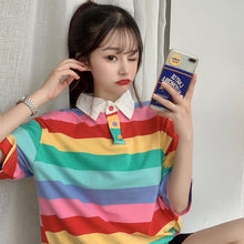 Cute Pastel Rainbow Striped Polo Shirt