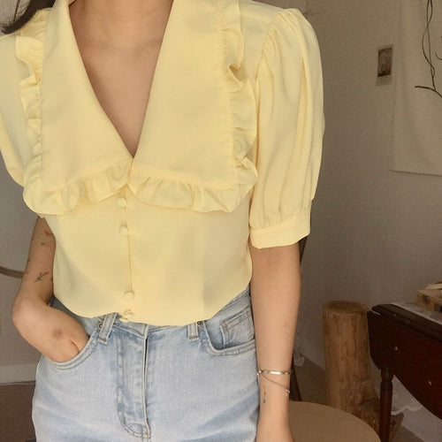 Ruffle Elegant Puff Sleeve Blouse Shirt