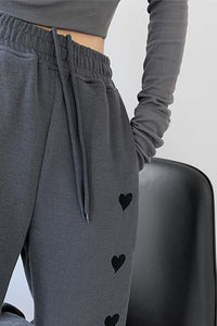 Heart Pattern Casual Cotton Jogger Pants