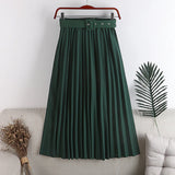 High Waist Belted Elegant Pleated Skirts