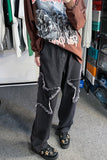 Loose Stars Embroidered Hip Hop Jeans Pants