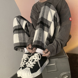 Loose Hip Hop Woolen Plaid Pants