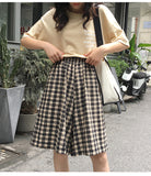 Elastic Waist Plaid Style Loose Shorts Pants