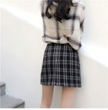 Vintage A-line High Waist Plaid Skirt