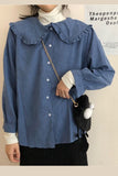 Solid Blouse Peter Pan Collar Shirt