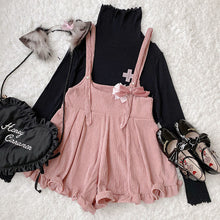 Loose Solid Corduroy Ruffles Jumpsuit