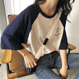 Loose Pocket Letter Raglan Sleeve Shirt