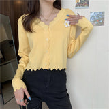 Pocket 3D Flower V-Neck Cardigan Sweater