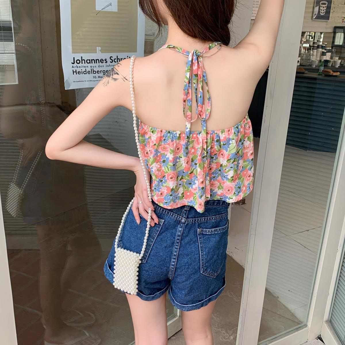 Sexy Floral Backless Retro Crop Tops – Tomscloth