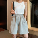 Moon Embroidered Casual Basic Shorts