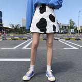 High Waist Cow Pattern A-Line Skirt